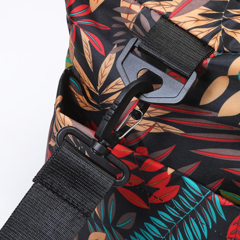 Oxford Fabric Travel Duffel Bag with Leaf Print Multiple Pockets Waterproof Gym Weekender Bag