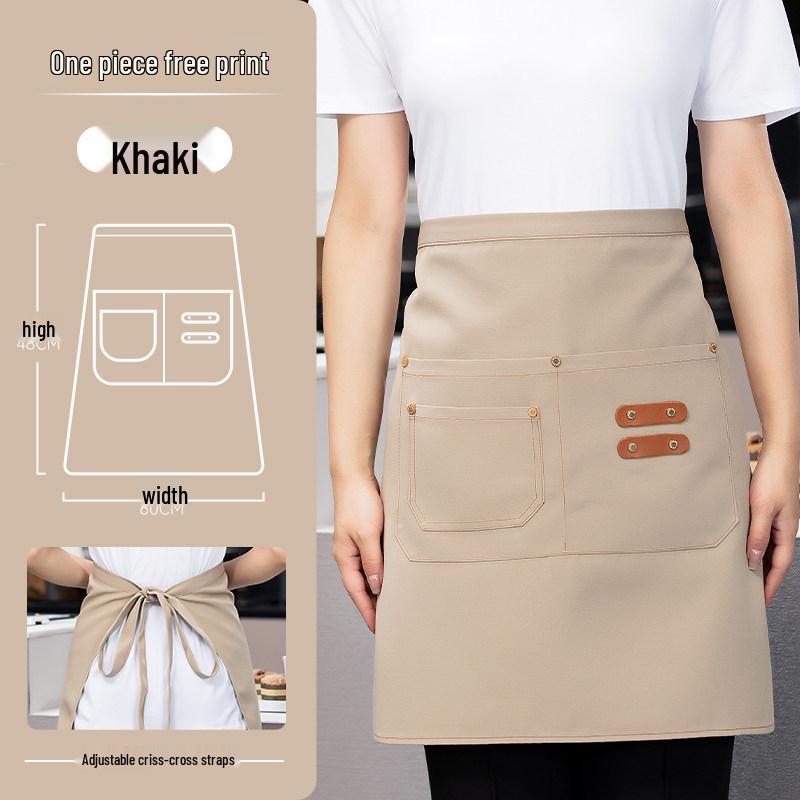 Custom Waterproof Canvas Waist Apron with Logo for Catering, Milk Tea Shops, Baristas