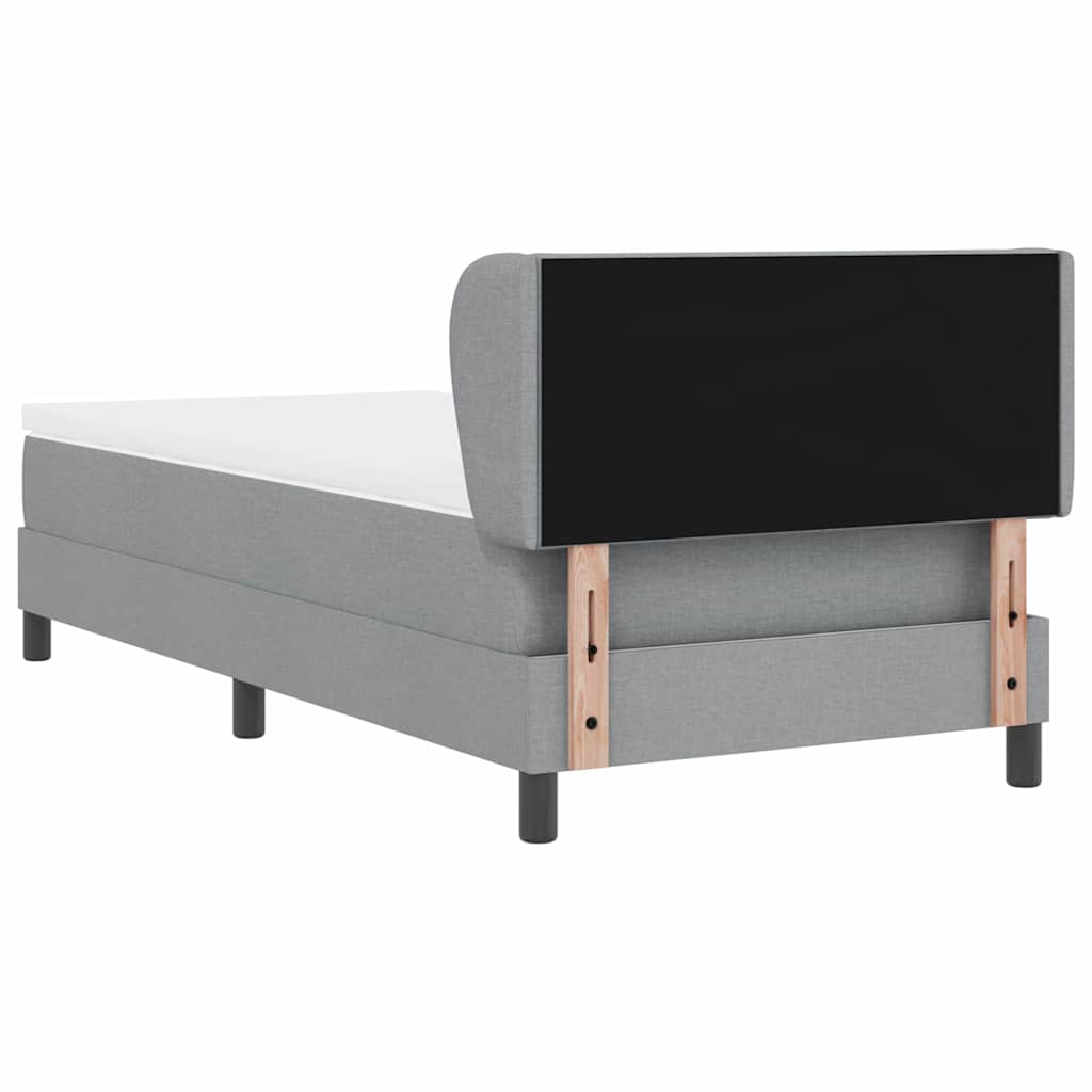 Box Spring Bed with Headboard Light Gray 100 X 200 Cm Fabric