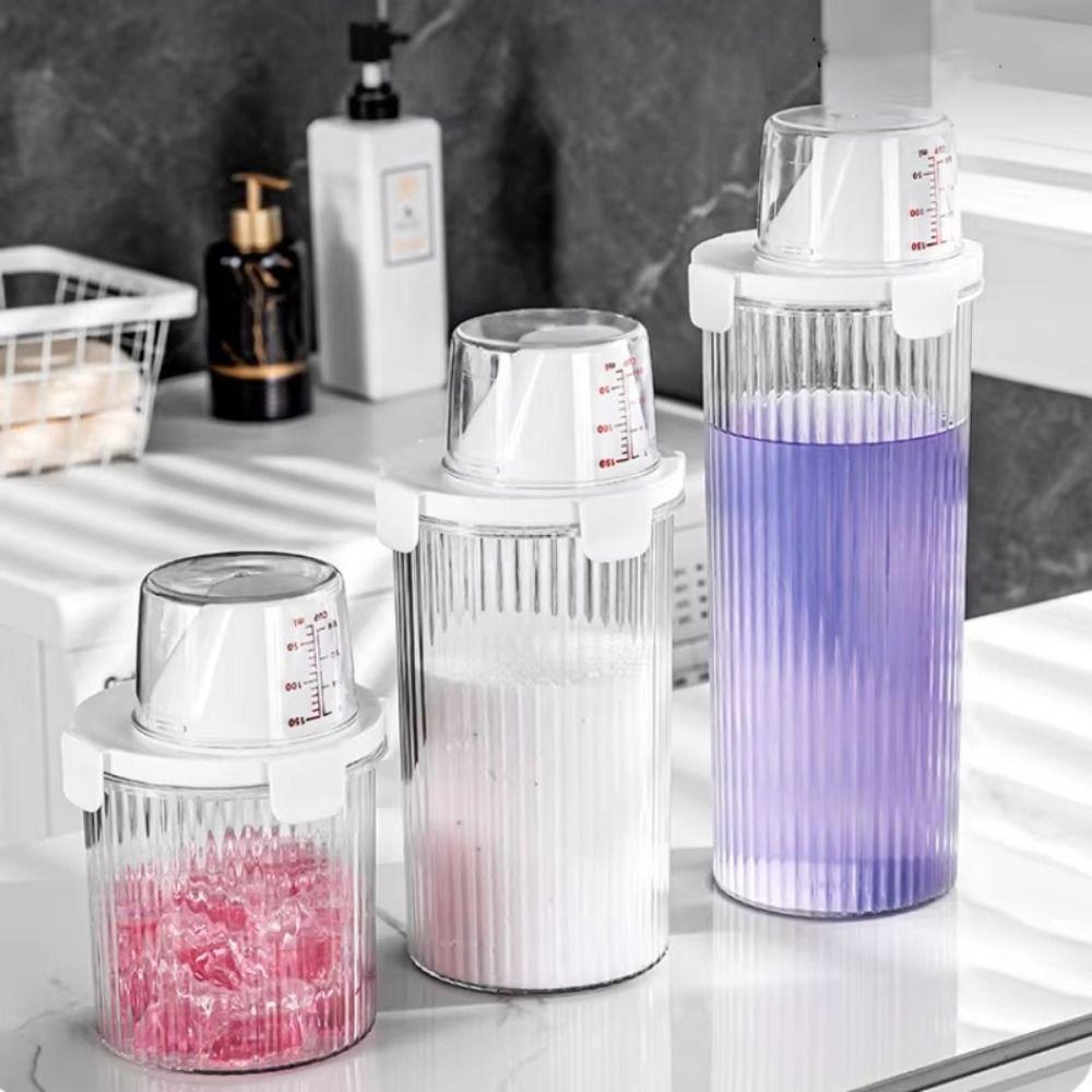 With Measuring Cup Laundry Detergent Dispenser Bottle Sealed Detergent Powder Tank