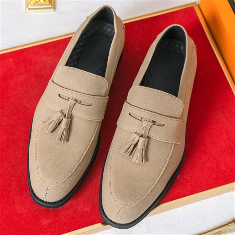 Fashion Designer New Men Pointed Tassels Suede Leather Shoes Male Casual Loafers Wedding Formal Dress Footwear Sapatos Tenis Masculino