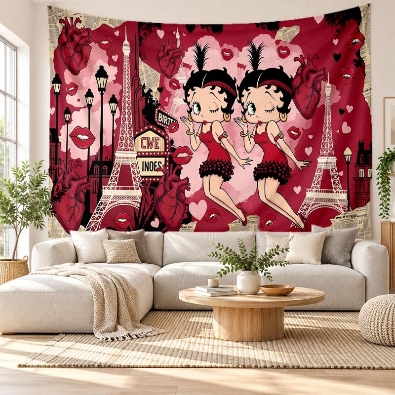 Betty Boop Wall Tapestry Home Decor Hanging Cloth Art Background Tapestry for Bedroom