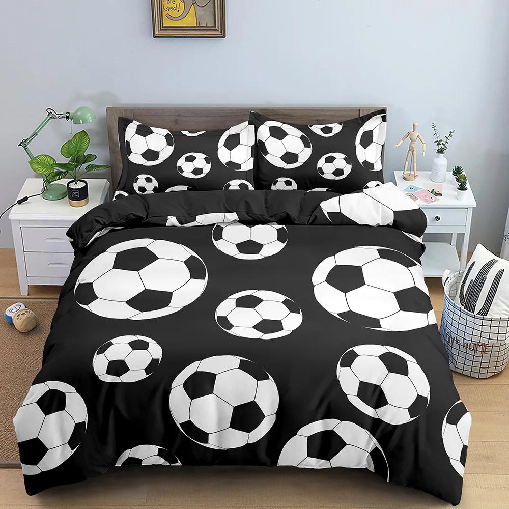 Basketball Football Printed Duvet Cover Set Queen King Size Polyester Comforter Cover Sport Bedding Set For Boys Girls Teen