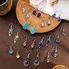 Vintage Ethnic Style Opal Earrings Court Style Bohemian Water Drop Ear Buckle Love Earrings