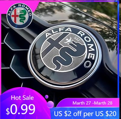 For Alfa Romeo 2026 Hot Sticker 2pcs 6color forAlfa Romeo 156 166 Giulietta Stelvio 4C MITO 156 Giulia Sportiva 74mm Car Front H