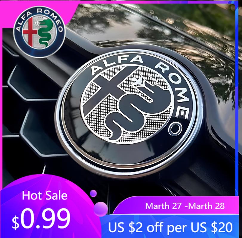 For Alfa Romeo 2026 Hot Sticker 2pcs 6color forAlfa Romeo 156 166 Giulietta Stelvio 4C MITO 156 Giulia Sportiva 74mm Car Front H