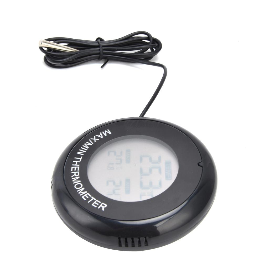 Digital LCD Round Thermometer Magnetic Suction Cup Temperature Meter for Reptile Box Fish Tank