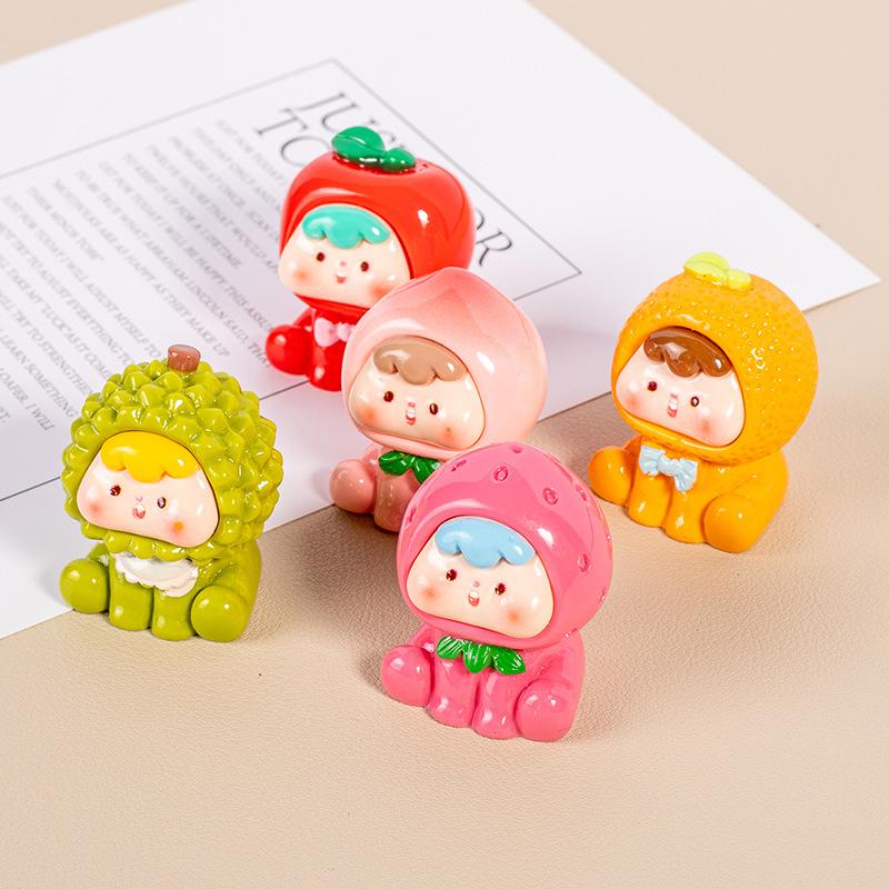 Miniature Figurine Mini Cute Car Interior Decorations Cartoon Fruits Doll Luminous Home Decoration Accessories Crafts Gifts