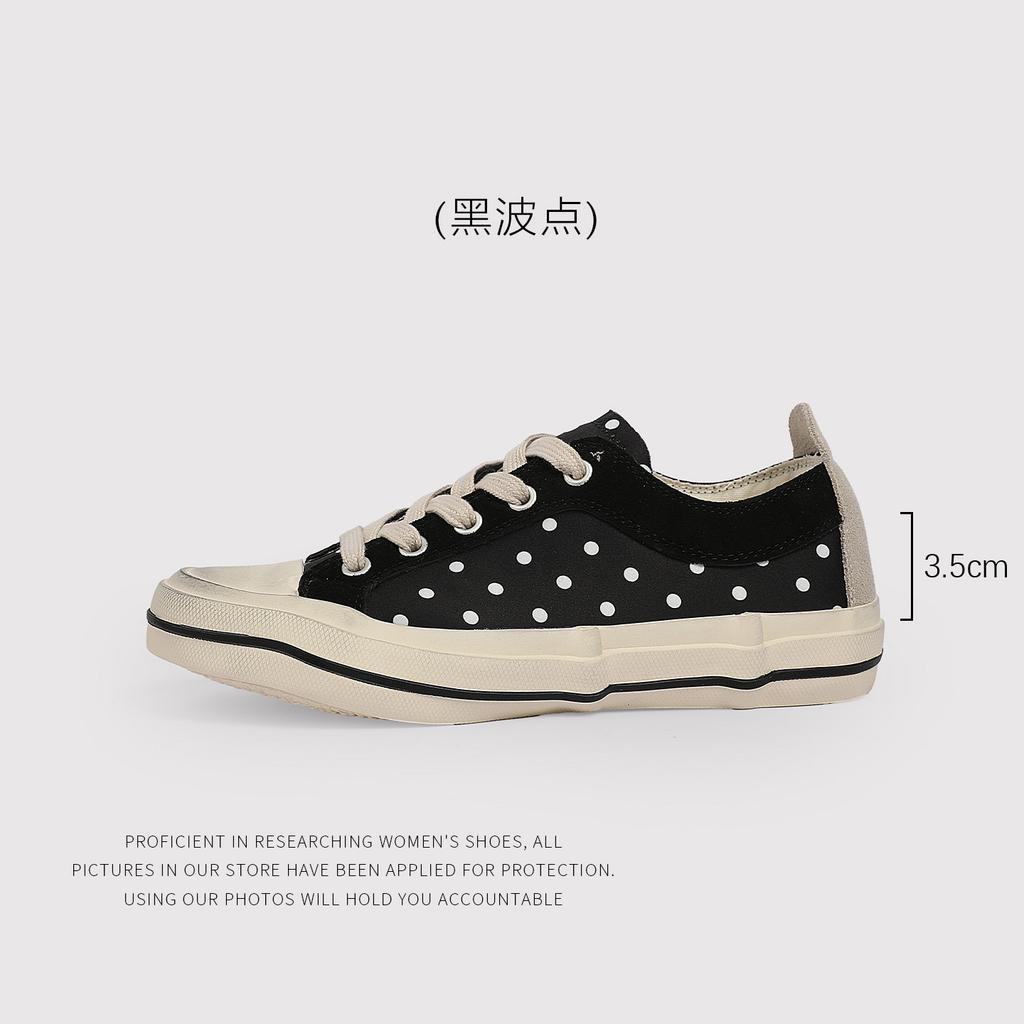 Spring Retro Style Canvas Shoes Women'S LaceUp Round Head LowTop Casual Board Shoes Versatile, Light And Dirty Shoes