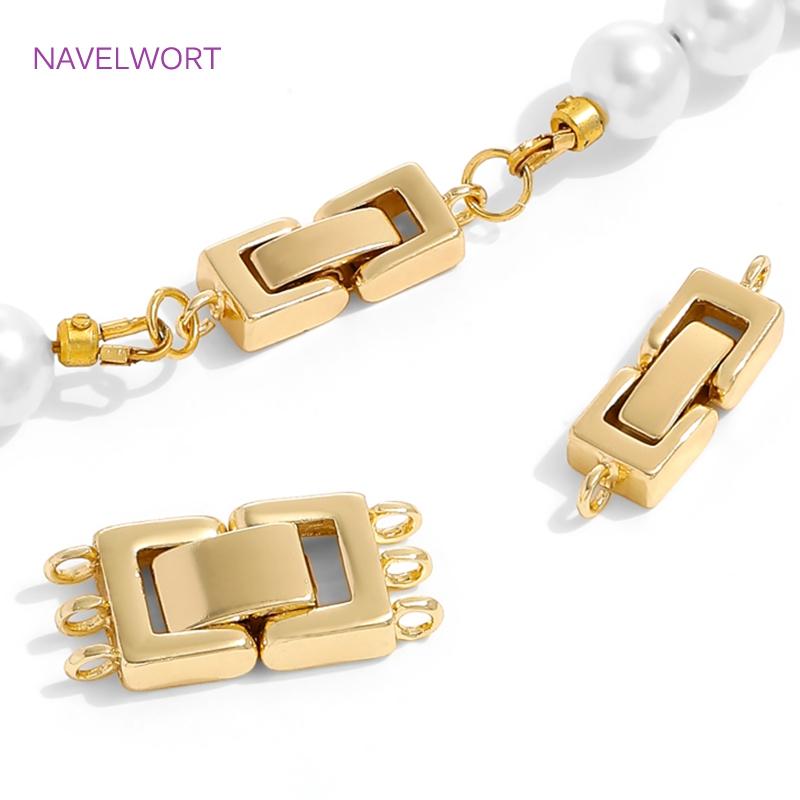 18K Gold Plated Pearl Clasps Fasteners,Brass Jewelry Clasps Connector For Bracelets Making,DIY Jewelry Making Accessories
