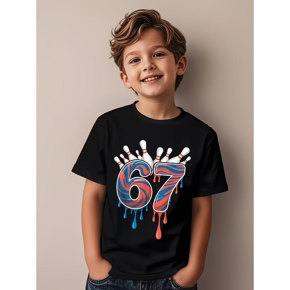 

Fashion Men s T-Shirt 67 Number Letter Graphic Print Men s and Women s Tees Top Summer Street Short Sleeve Casual Outdoor Men s Clothing XXS