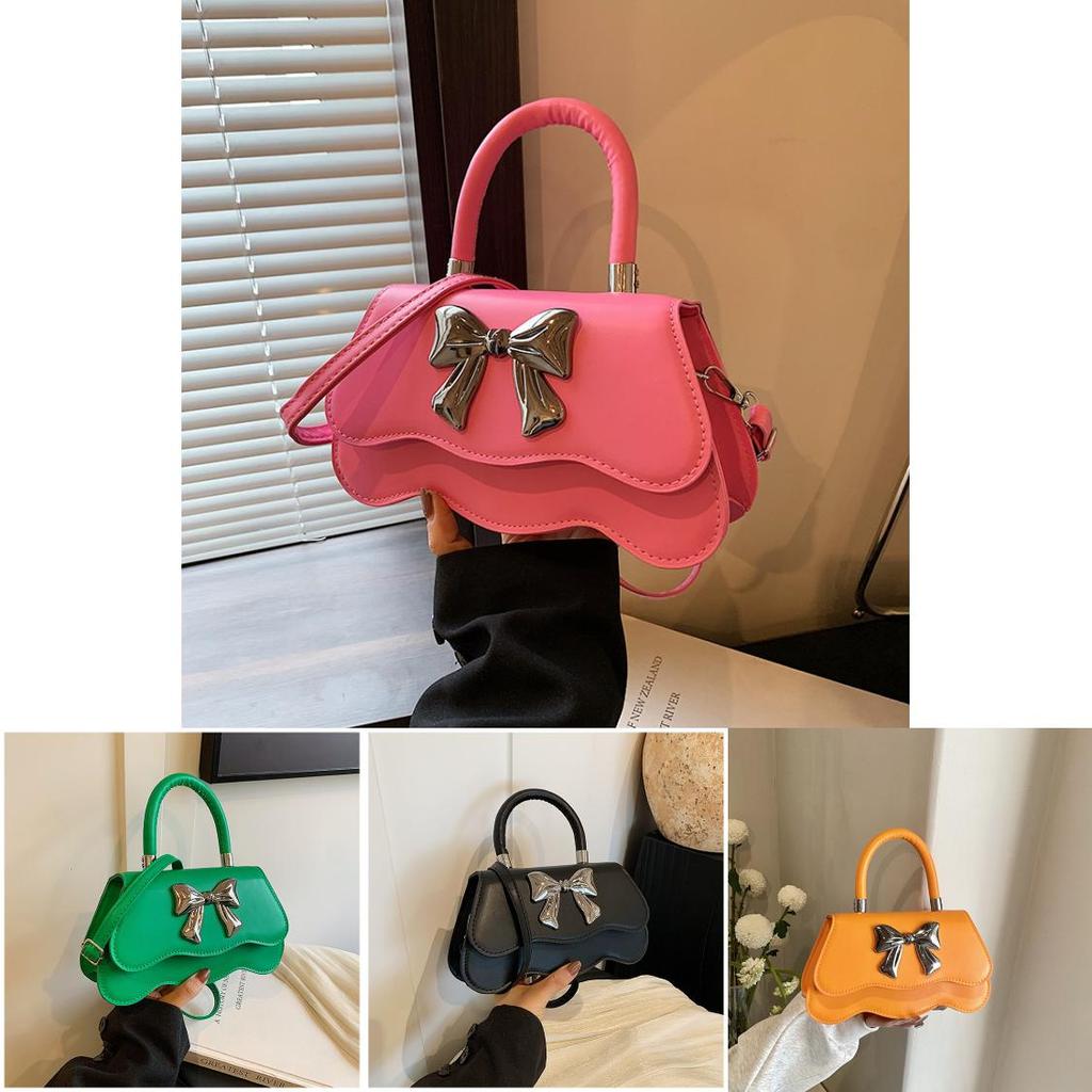Fashionable Bowknot Small Square Tote Bag For Women Cute Shoulder Crossbody Purse