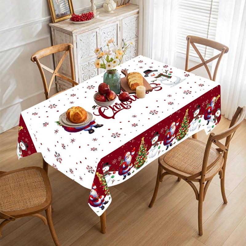 Christmas Tablecloth New Year 2026 Santa Claus Snowman Navidad Table Cover Christmas Party Table Decoration for Home 2026 Gifts