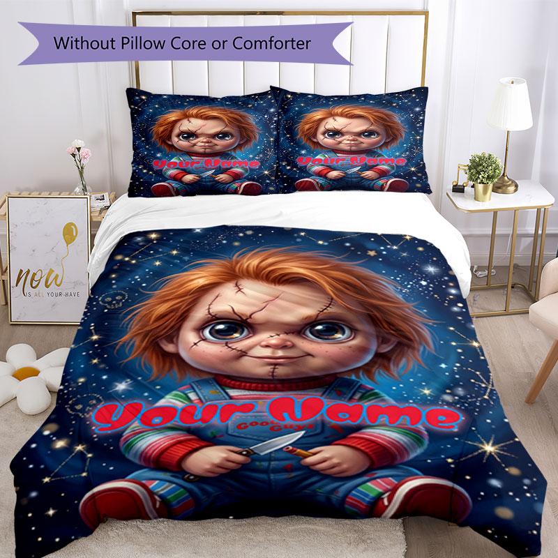 3PC Custom Name Cosmic Horror Doll Bedding Set Printed Bedding Set Duvet Cover Closure Includes 1 Duvet Cover & 306 Pillowcases for Bedroom