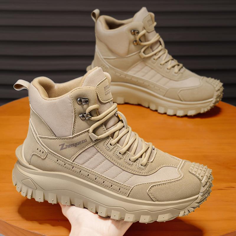 2026 New men's hiking boots, high top combat training boots, anti slip snow boots, field desert boots, outdoor cycling shoes