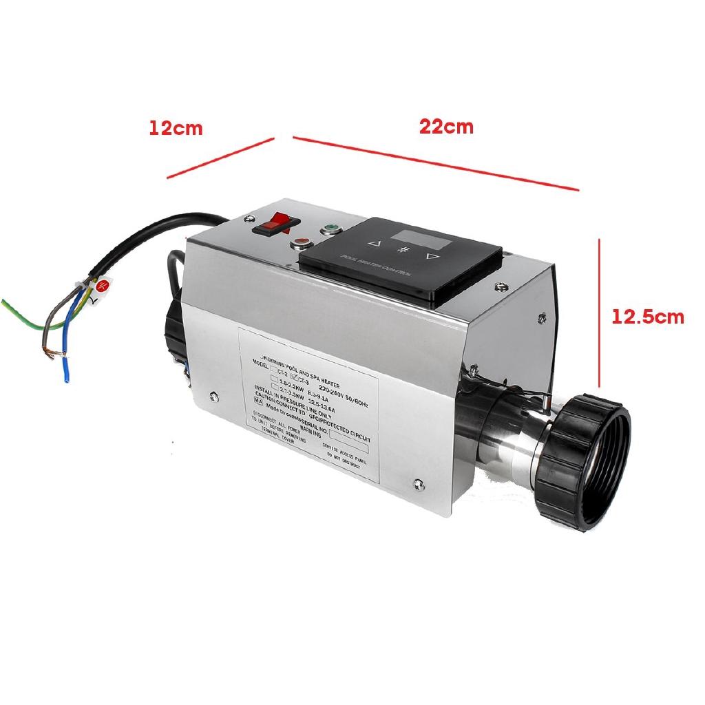 220V 50/60Hz Pool Heater Electric Swimming Pool and SPA Bath Heating Tub Water Heater Thermostat Swimming Pool Accessories 3KW