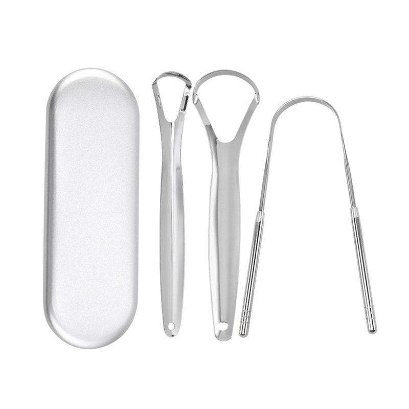 1/2/4 Pcs Reusable Stainless Steel Tongue Scraper Cleaner Fresh Breath Coated Oral Hygiene Care Tools