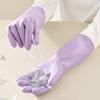 1 Pair Housework Gloves Elastic Textured Cuffs Prevent Water Backflow Cleaning Gloves Grease Removing Gloves