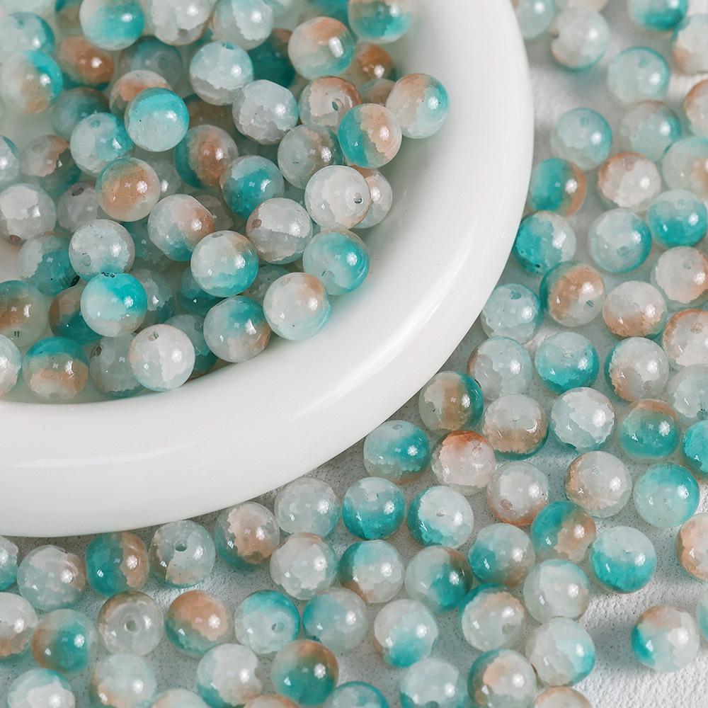 Yori 40pcs 10mm Imitation Crack Glass Beads Round Loose Spacer Beads for Jewelry Making DIY Bracelets Phone Chain Accessories