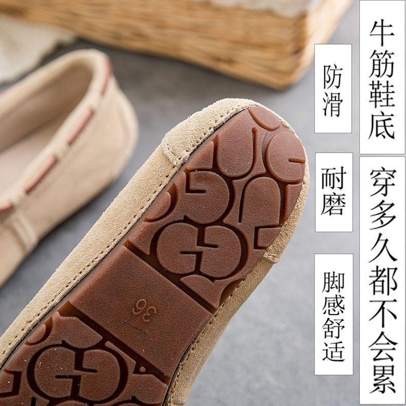 Doudou Shoes Women's New Spring and Autumn Single Shoes Leather Soft Sole Summer Casual Non-slip Pregnant Women Mother Flat Shoes