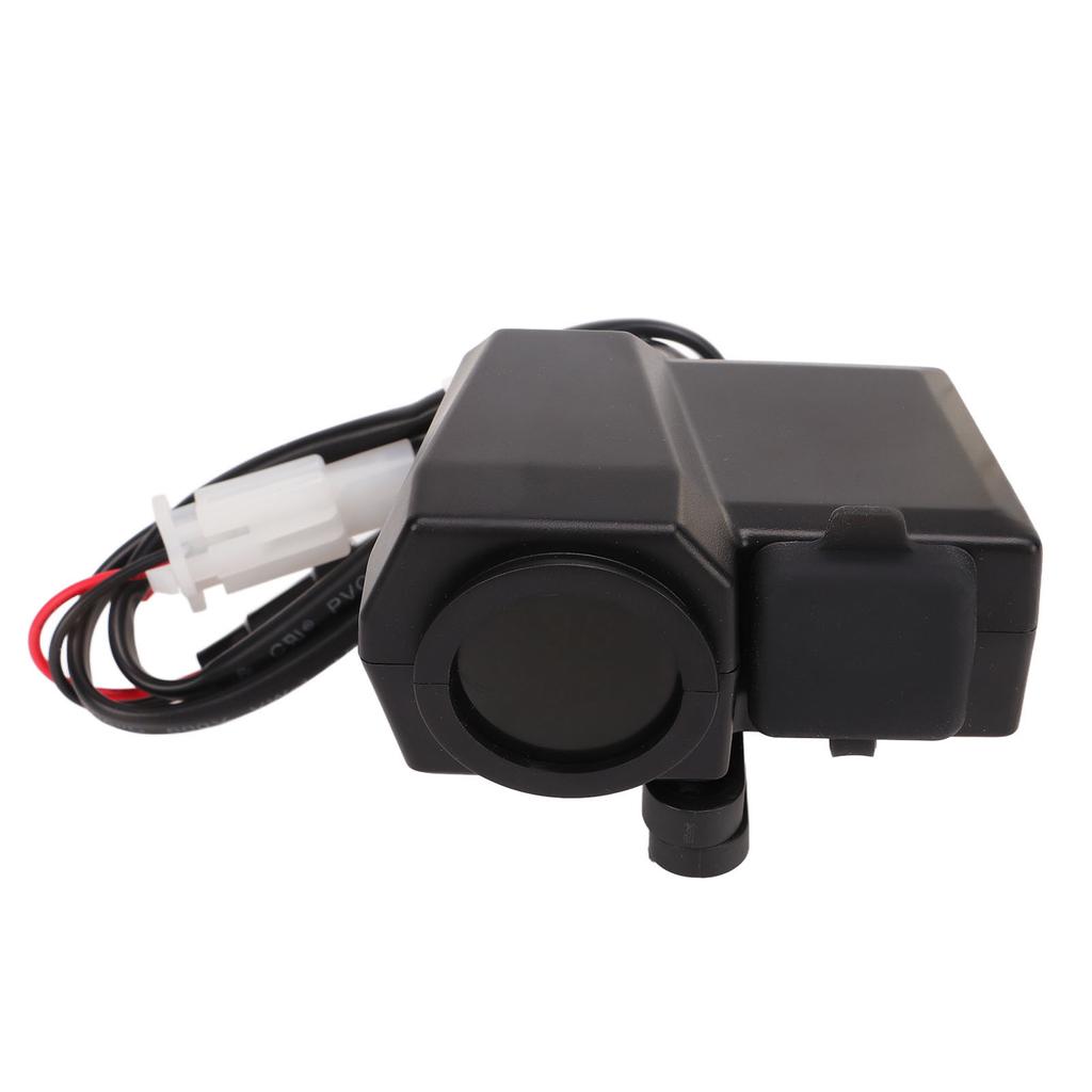 Motorcycle Handlebar Charger ABS with Voltage and Temperature Digital Display Motorbike Power Supply Socket for Riding