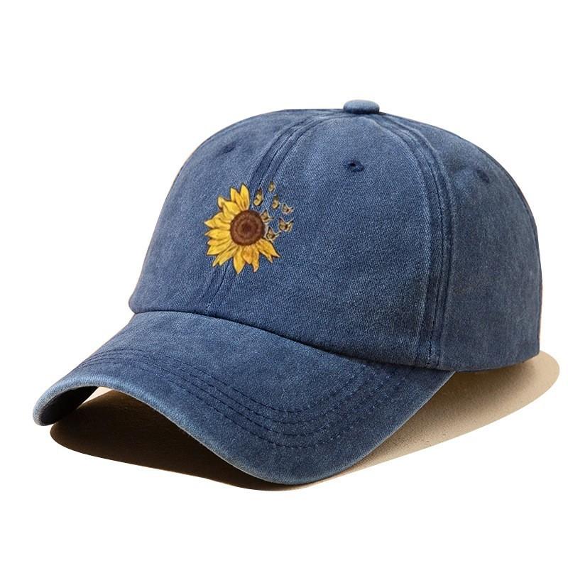 1Pieces SunFlower Hat Washing Printing Sunshade Outdoor Cap Duck Tongue Cap Men Women's Solid Color Mountaineering Hat