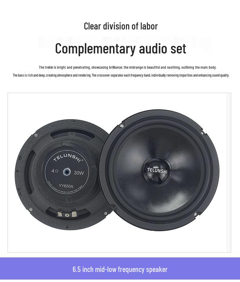 6.5-Inch Two-Way Car Audio Speaker Set with Full-Range Tweeters