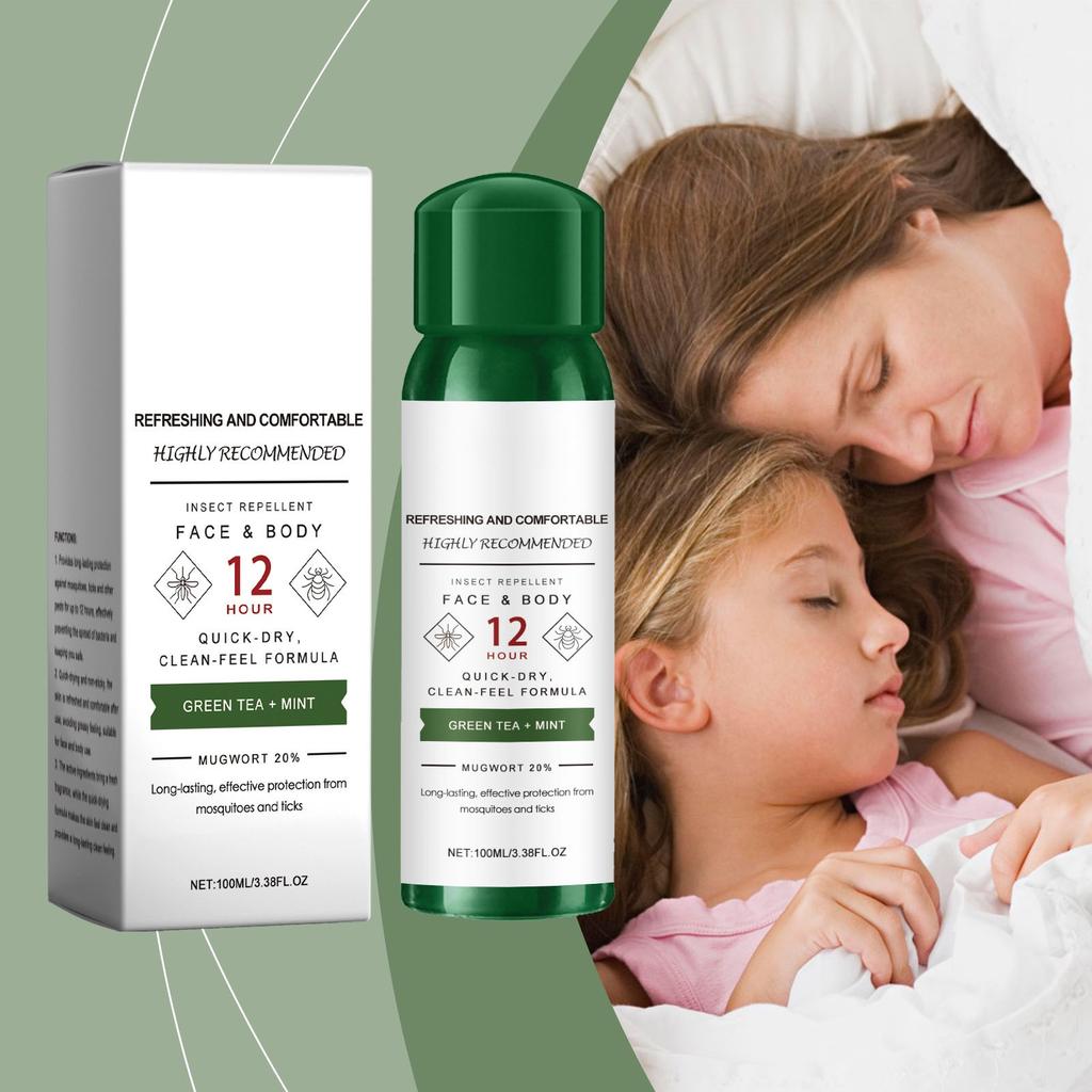 DEET İçermeyen Yeşil Çay + Nane Böcek Kovucuları Picaridin ile - 12 Saat, Sivrisinek Kovucuları Hızlı Kuruyan Yeşil Çay Spreyi 100ml