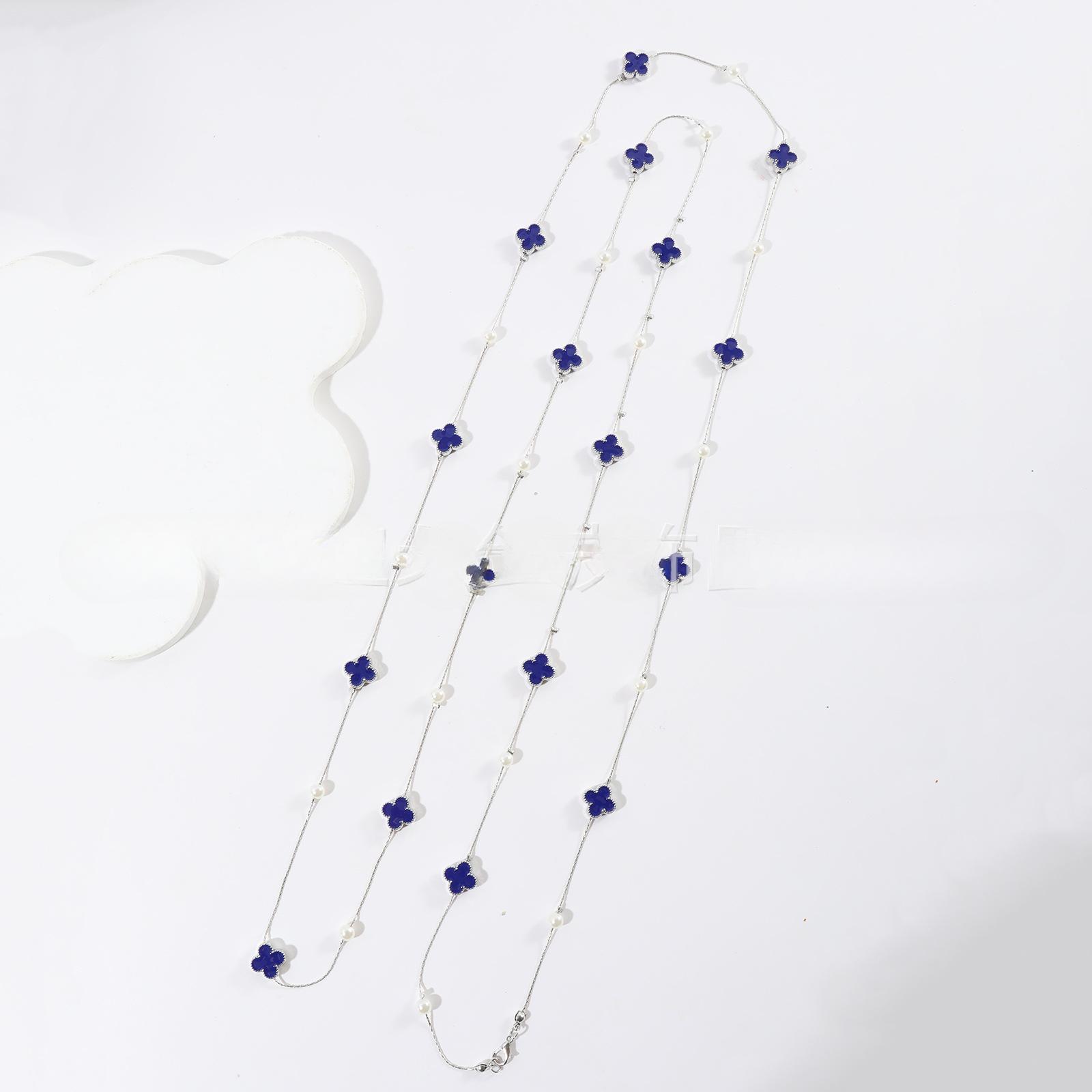 

Семнадцать цветов Четырехлистный клевер Капля масла Четырехлистный клевер 170 см Длинная женская цепочка для свитера Осень и Зима Новое ожерелье