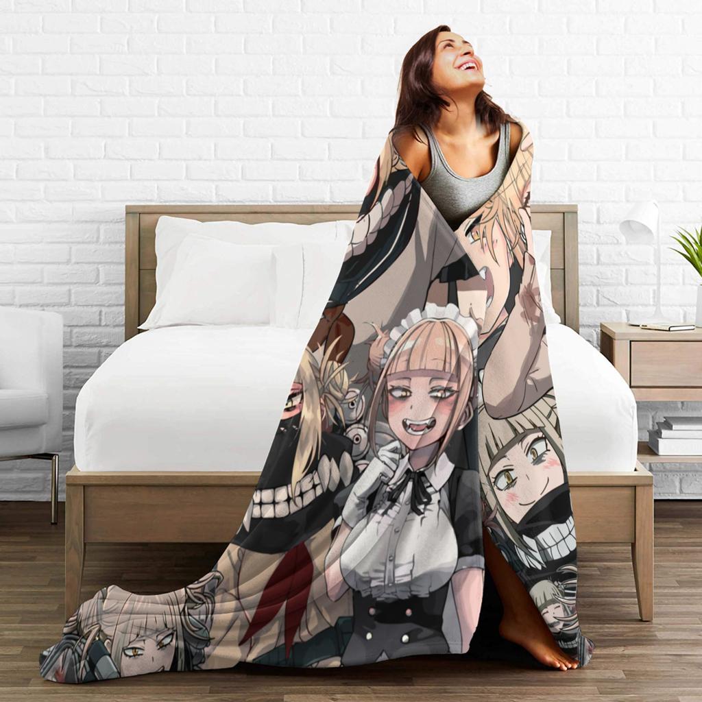 Himiko Toga Tribute Pattern Flannel Throw Blankets Boku No My Hero Academia Manga Blankets for Bedding Office Warm Quilt,