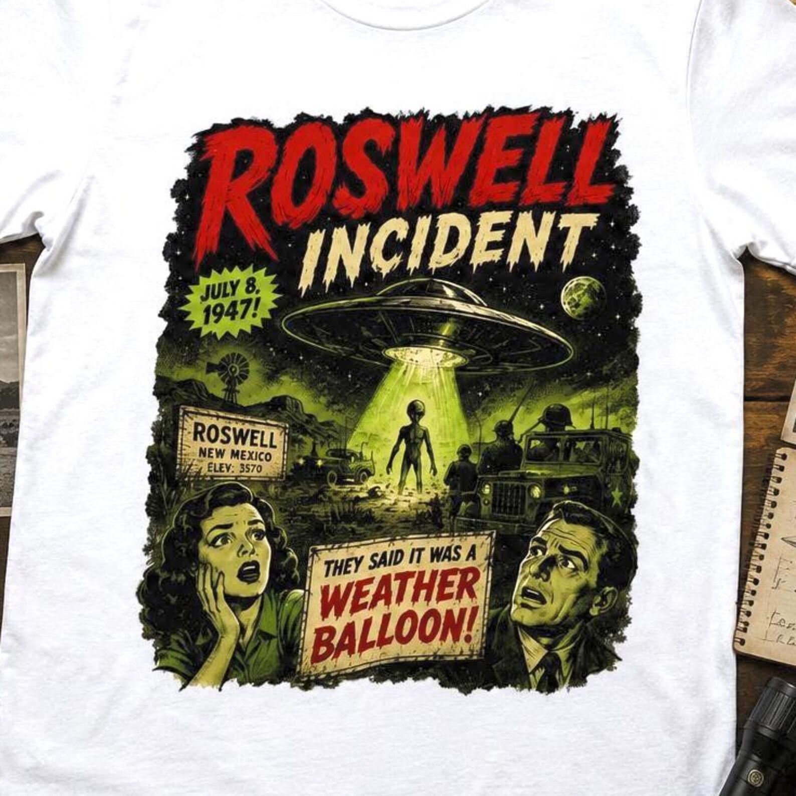 Roswell Incident Shirt, UFO T Shirt, Alien Believer Tee, Roswell New Mexico Gift, Flying Saucer Shirt, Retro Sci Fi Tee XL