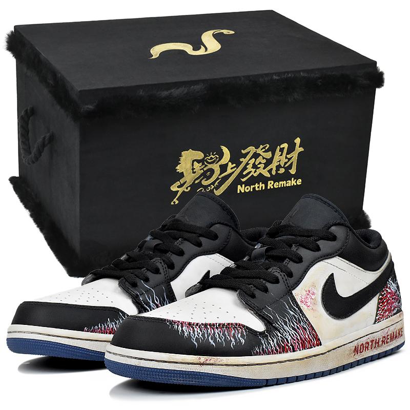 

Jordan Air Jordan 1 Abrasion Resistant Low top Vintage Basketball Shoes Men s Black White Red 553558-414(Team96-S-BOX) 40.5