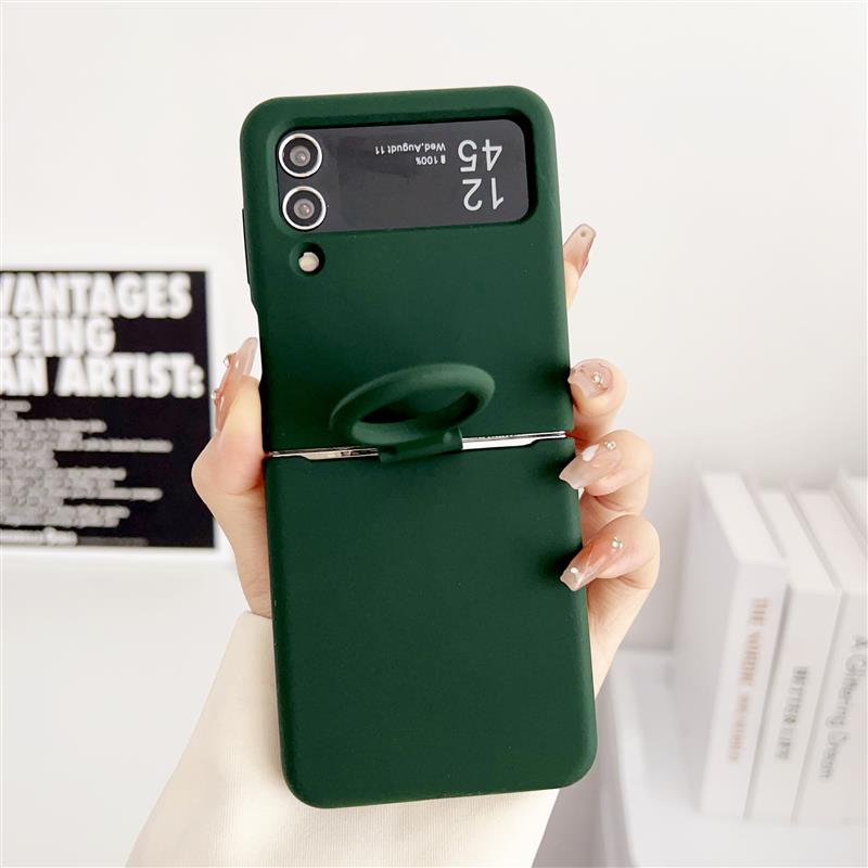 For Samsung Galaxy Z Flip 6 5 4 3 2 1 Case Offical Liquid Silicone Case With Finger Ring Shockproof Cover ForZ Flip 5 Soft Cases