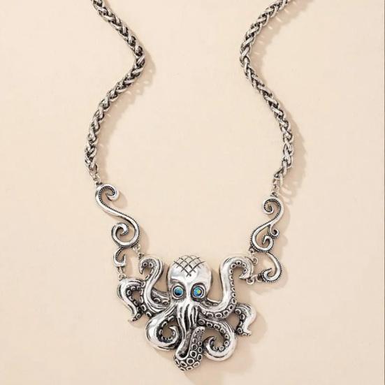 Steampunk Octopus Necklace, Victorian Goth Style Jewelry, Vintage Finish Handmade Pirate Costume Accessory, Gothic Emo Punk Necklace, Bohemian Style