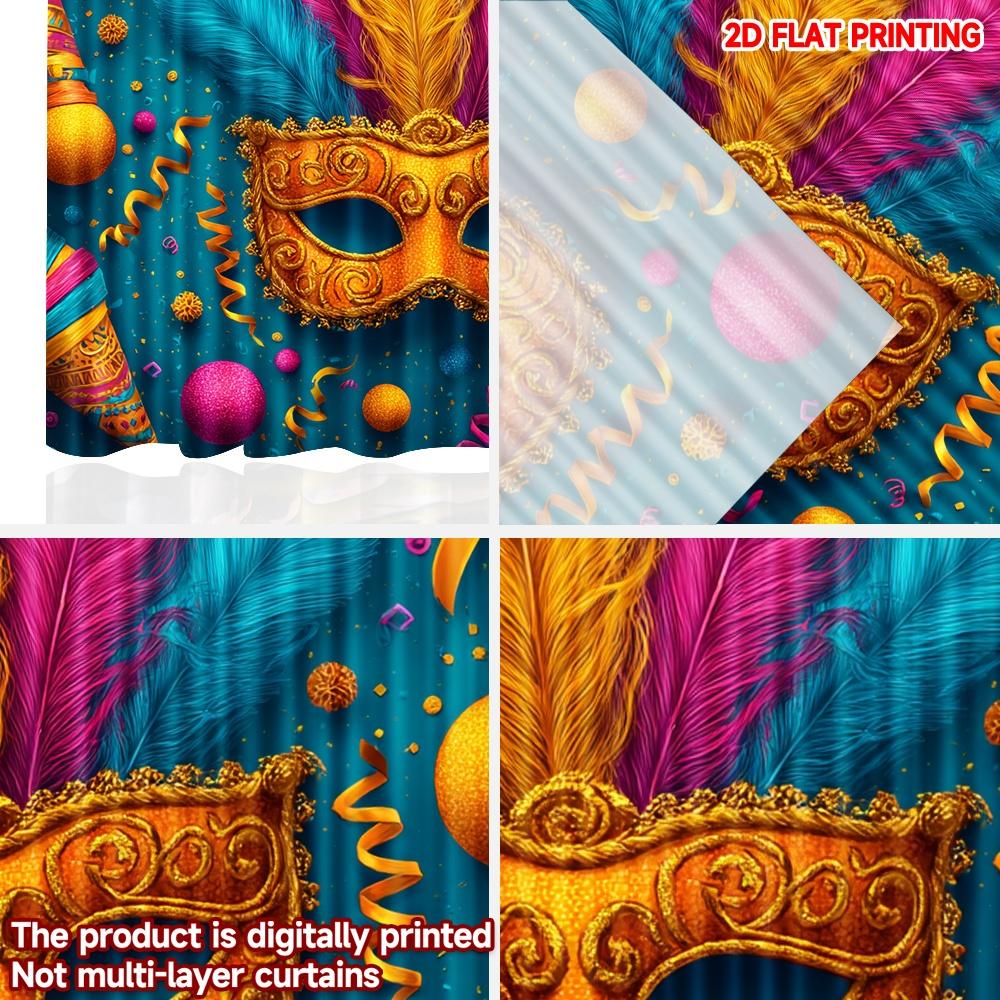 2D flat printing 2pcs Curtain Party Curtain Carnival Colorful Celebration(1) Digital Printed Polyester Drapes Festive Curtains