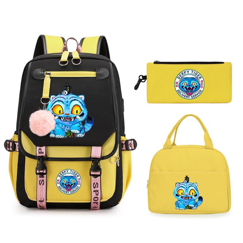 The Witch Hunter Girl Group Has the Same Peripheral Cartoon Korean Version Schoolbag Set, Cross-border Campus Trend, Primary and Secondary School