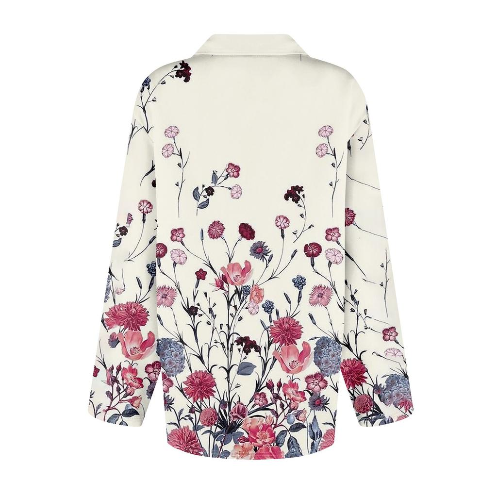 Camiseta de mujer, camiseta estampada, camisa de manga larga con botones, blusa informal