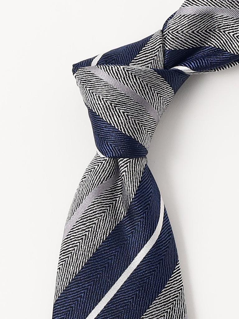 [BEAMS HART] Silk Striped Necktie, 26SS1, Men's, Grey, Free