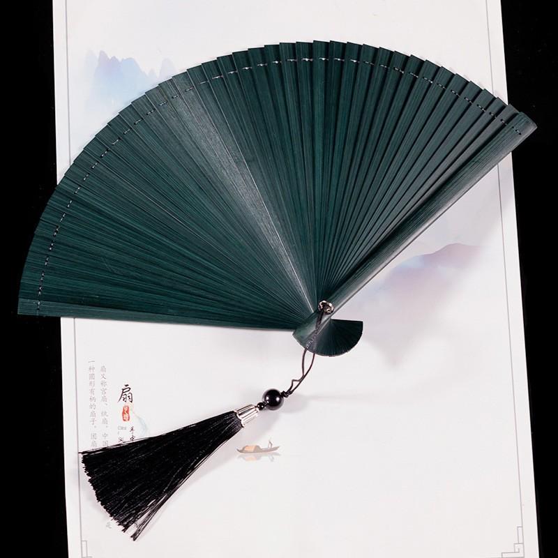 Bamboo Fan for Women, Traditional Style, Classical Black Folding Fan, Compact Hanfu Dance Fan, Portable Silk Cloth Fan