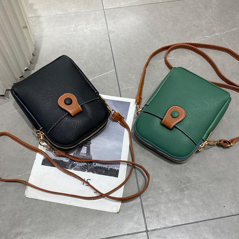 Handytasche für Damen, Umhängetasche aus PU-Leder, einfache mehrschichtige Messenger-Handtasche und Geldbörse, Einkaufstasche