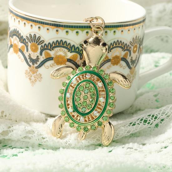 Keychain Pendant Rhinestones Inlaid Turtle Shape Key Chain with Anti-Oxidation Lobster Clasp Backpack Accessory