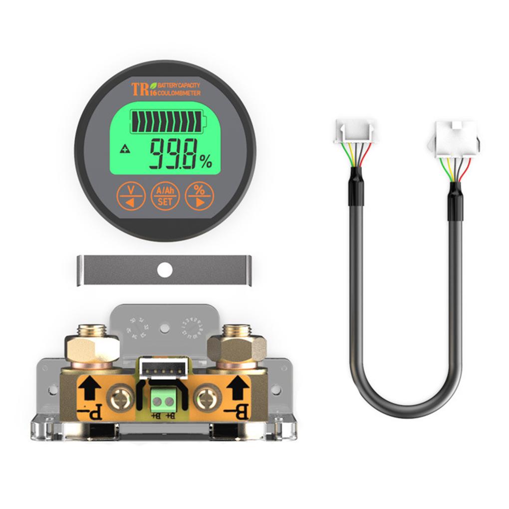 LCD Digital Display Batteries Meter with Base Electric Bicycle Capacity Voltage Current Measuring Gauge Automotive