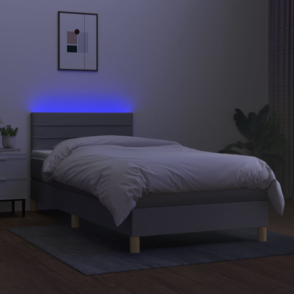 Vidaxl Letto Continentale Con Materasso, Grigio Chiaro, 80X200 Cm, Tessuto