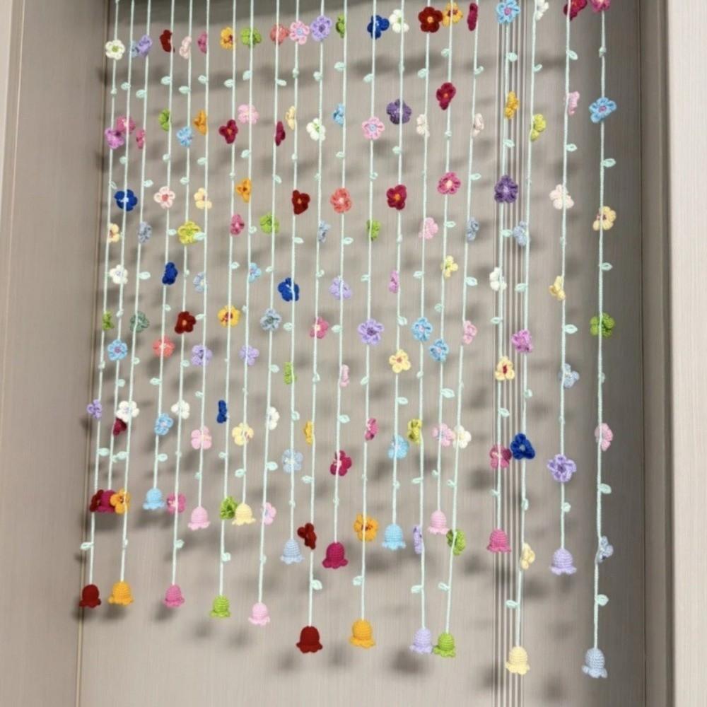 9pcs Hanging Artificial Flower Curtain Colorful Flowers Room Decorative Curtain  Bedroom Decoration