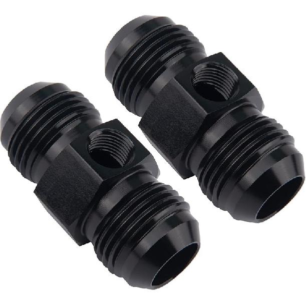 EVIL ENERGY 6AN Male to 6AN Male Flare Union Coupler with 1/8 NPT Gauge Port Fitting Adapter 2PCS