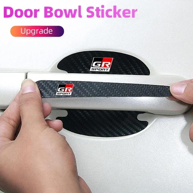 Car Anti Scratch Stickers For Toyota GR Gazoo Sport Door Handle Carbon Fiber Protector Handle Protection Film Styling Accessorie