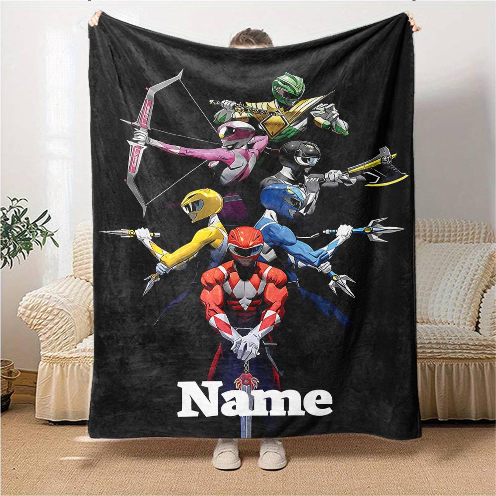 Custom Name Power Rangers Adventure Party Blanket For Couch Bed Plush Cozy Fuzzy Blanket Super Soft Warm Blankets For Fall And Winter 0916263