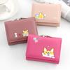 Cute Anime Inspired Short Wallet Pu Material With Three Fold Design For Women