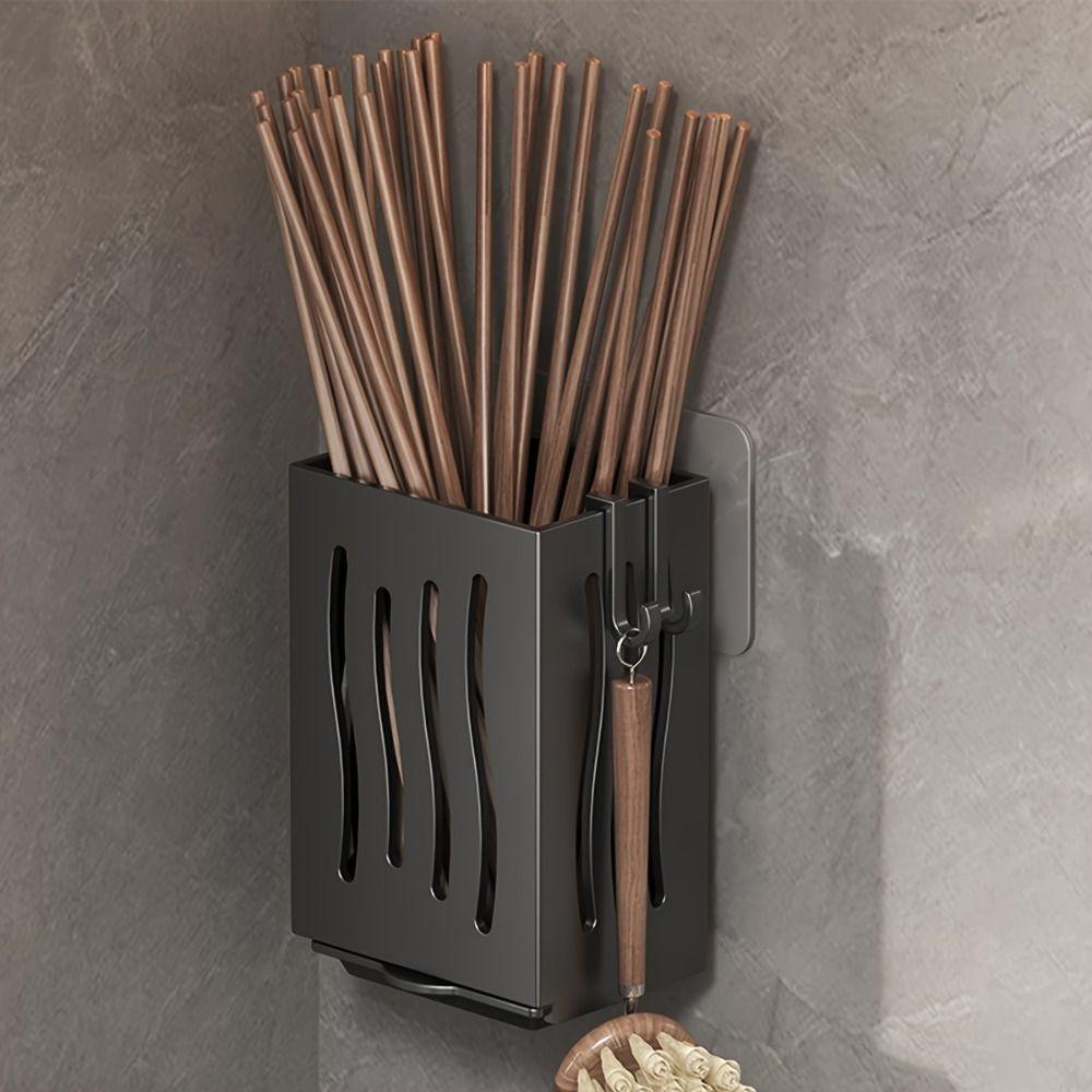 

Пластиковый держатель для палочек для еды Черный тубус для палочек для еды Коробка для хранения Корзина для палочек для еды с дренажем для дома чёрный