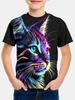 Kids Clothes Girls Boys Casual Tops Colorful Animal Cat 3D Printing Child T-Shirt Summer Children Fashion Short Sleeve Clothing